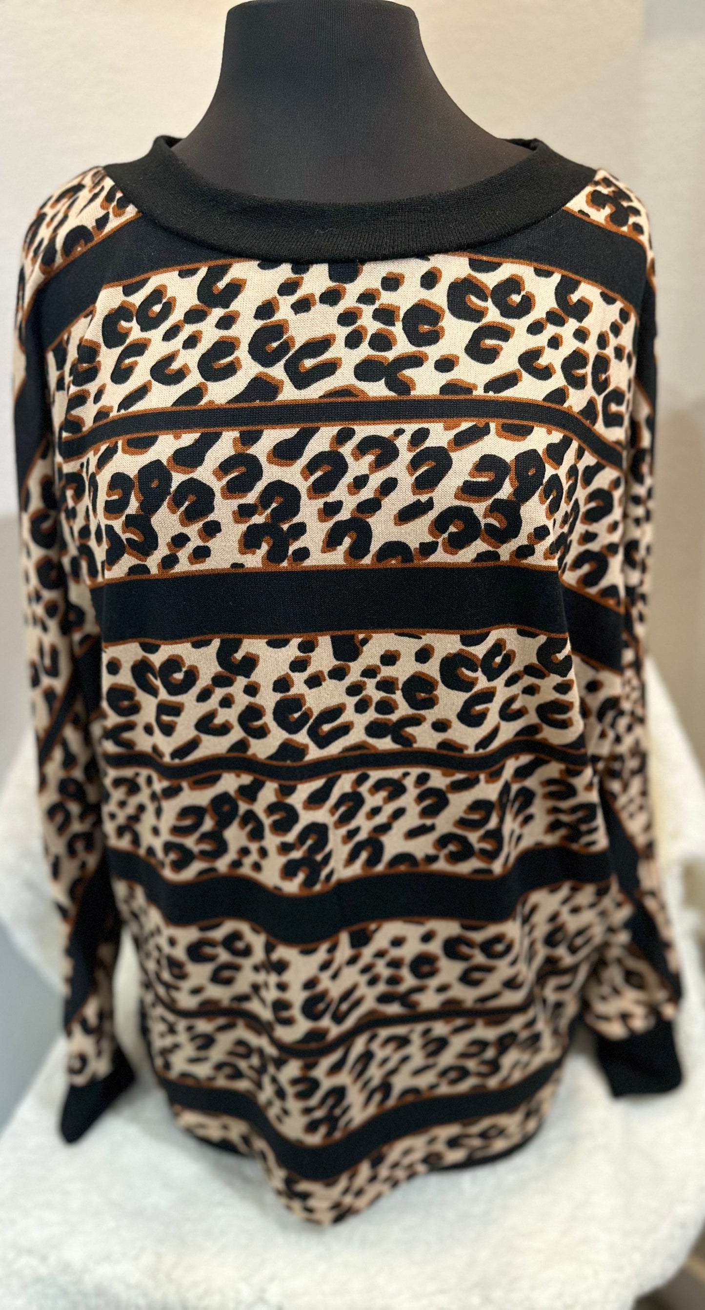 Leopard Black Stripe Sweater