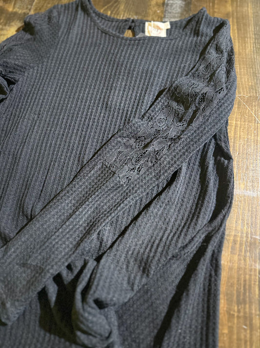 Black Lace Long Sleeve Top