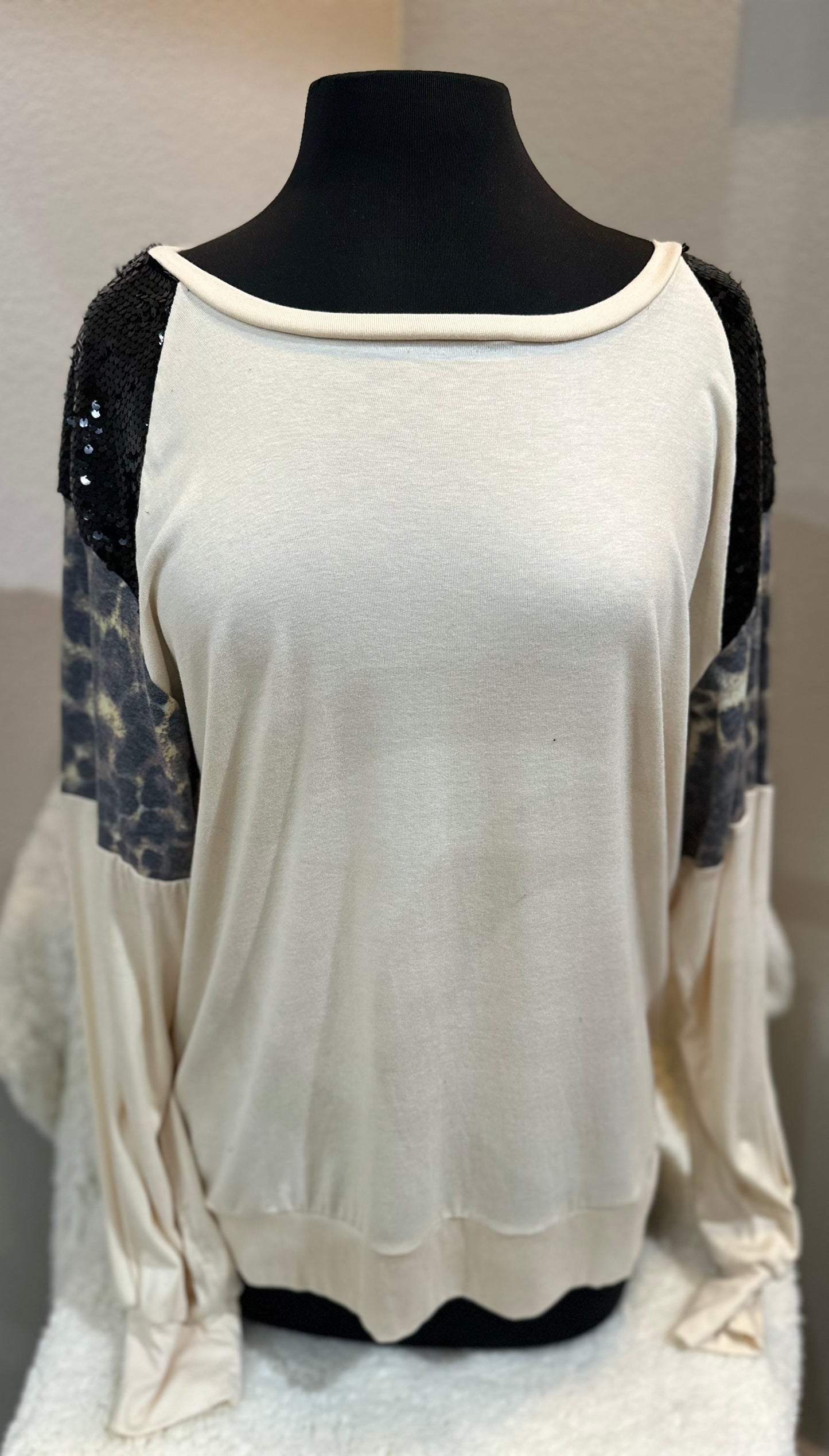 Cream Leopard Sequin