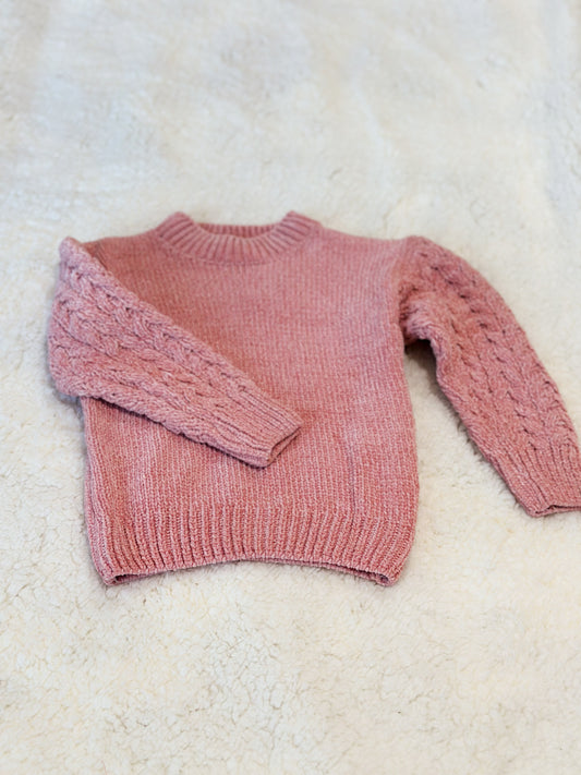 Girls Peach Cable Knit Sweater