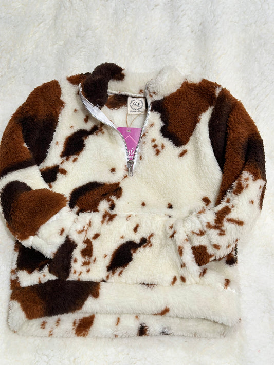 Girls Cow Print Sherpa