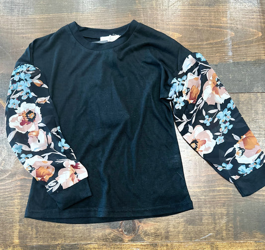 Girls Long Sleeve Floral Top