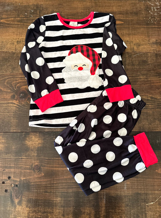 Girls Santa Polk A Dot Christmas Jammies
