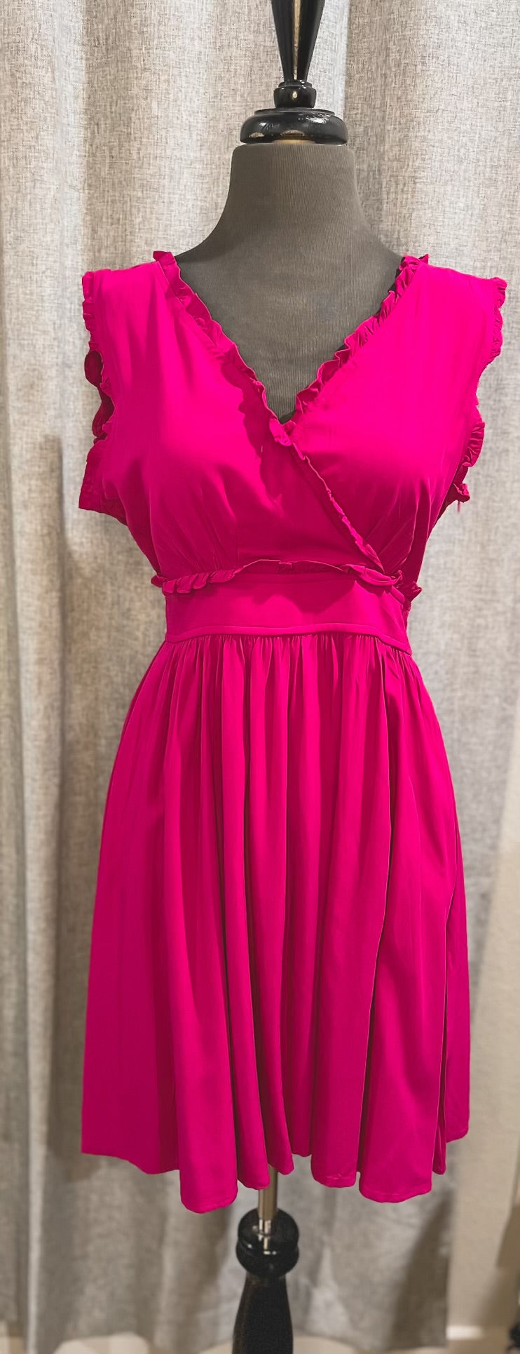Fuschia Ruffle Sleveless Dress