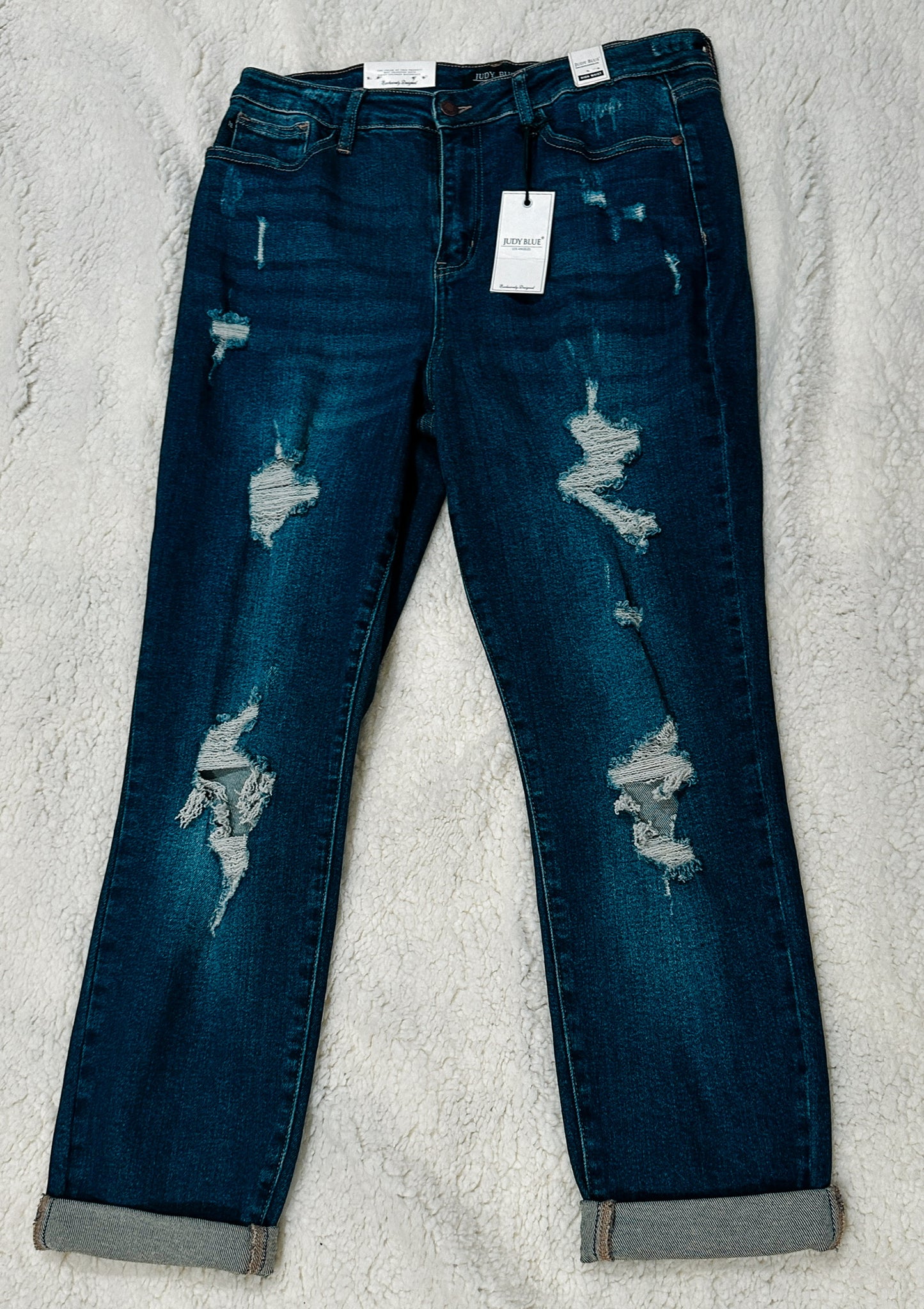 Judy Blue Dark Wash Distressed Boyfriend