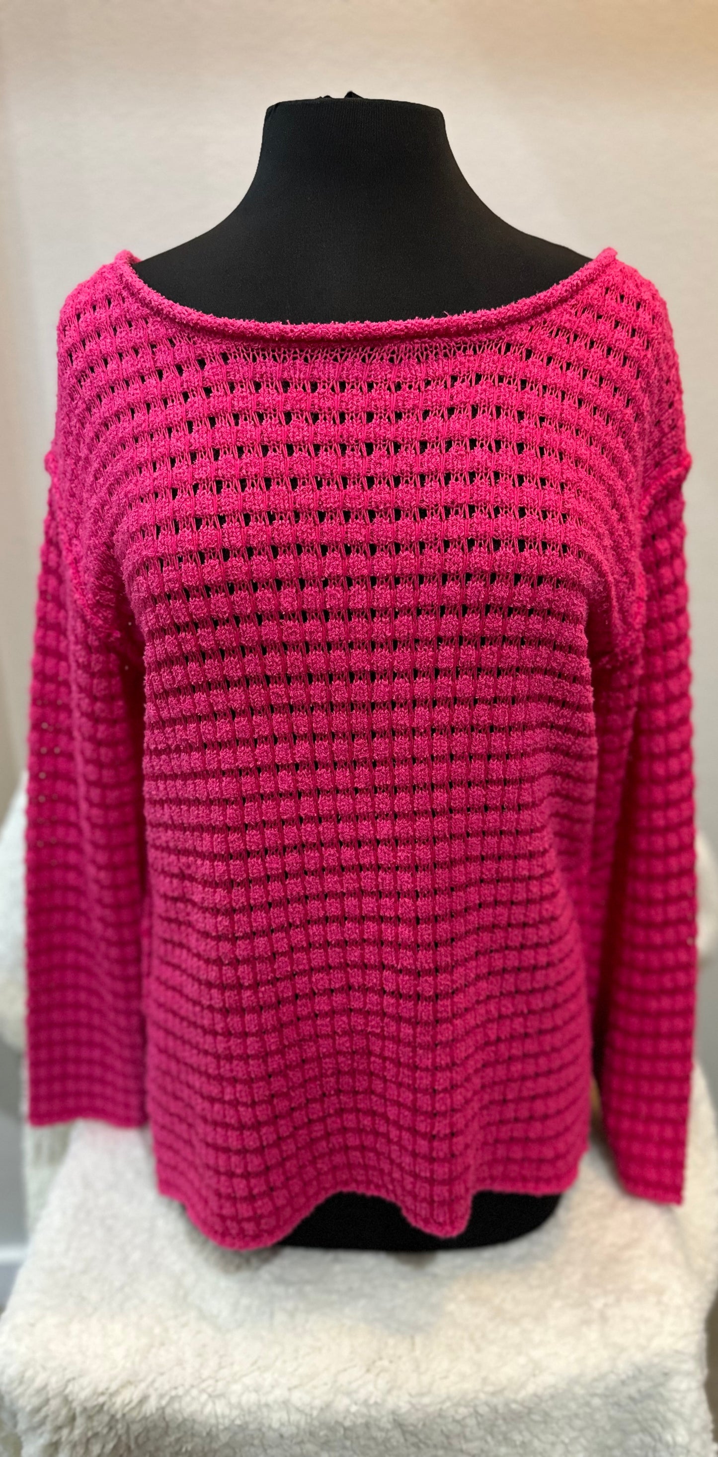 Pink Raw Edge LS Top