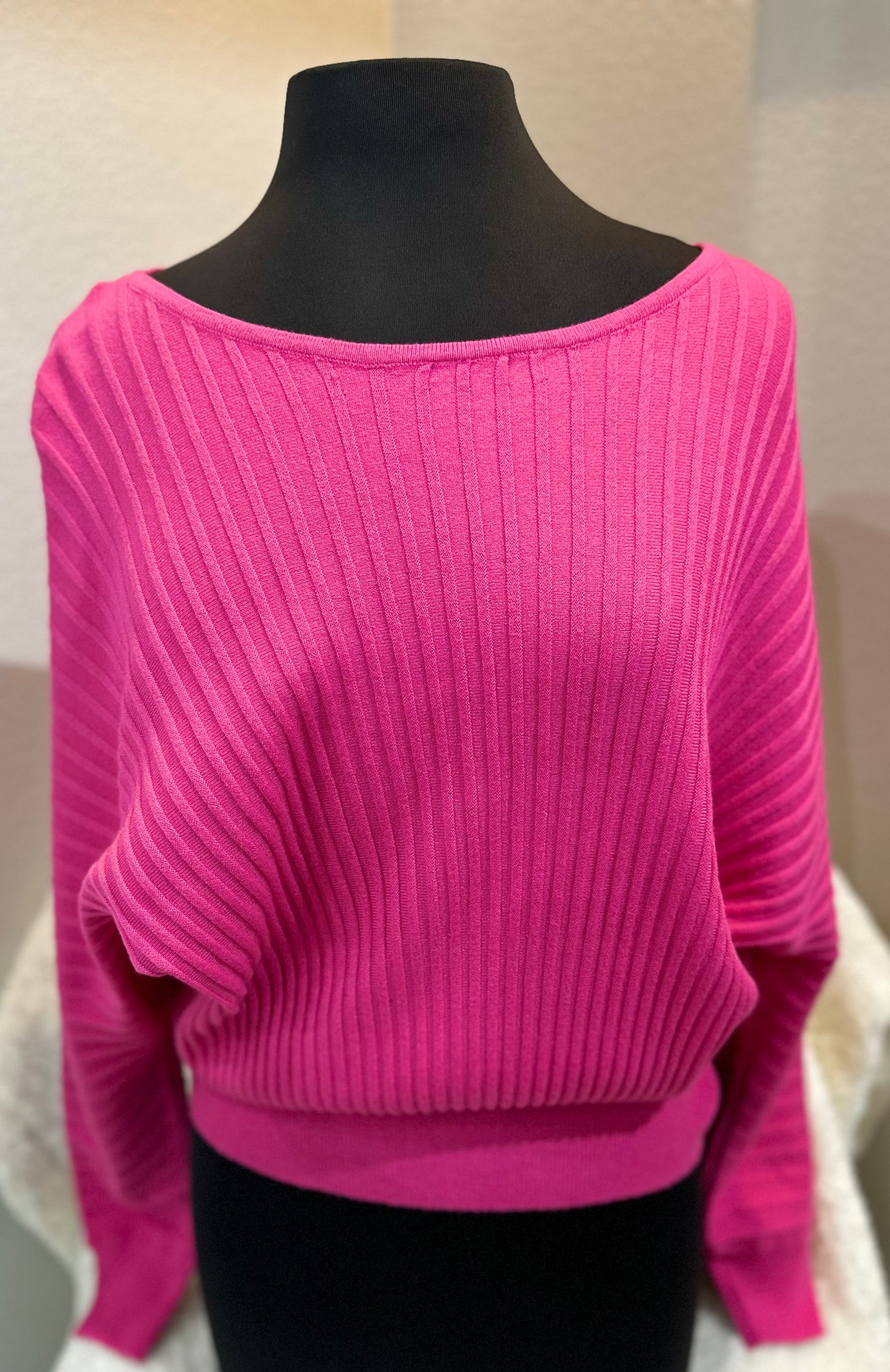 Boat Neck Pink Sweater