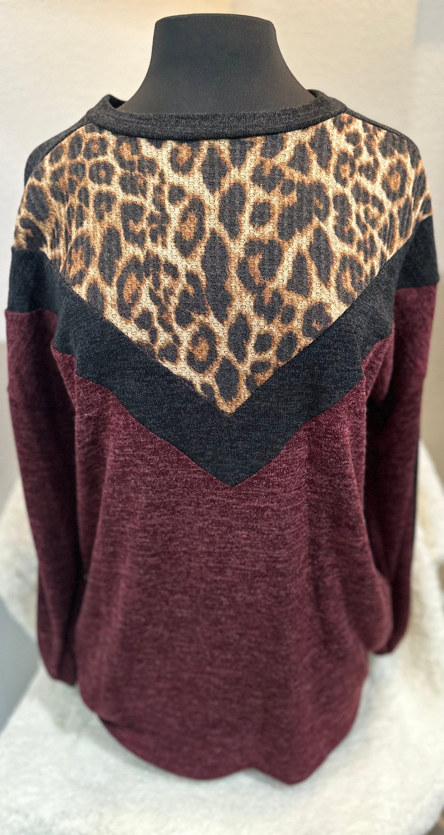 Burgandy Leopard Sweater