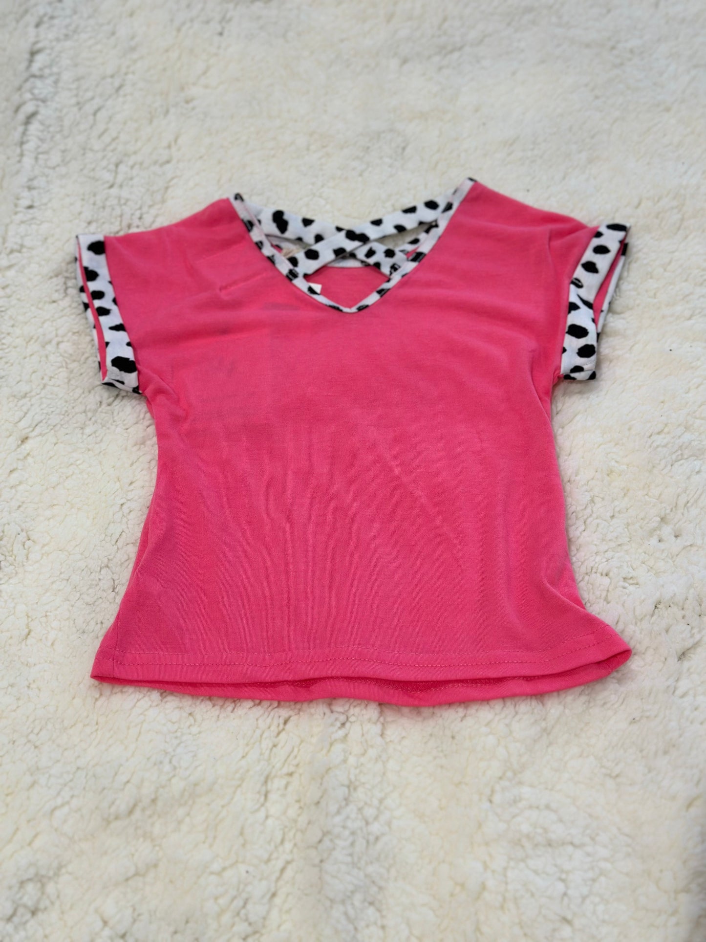 Hot Pink Short Sleeve w/ Criss Cross Back