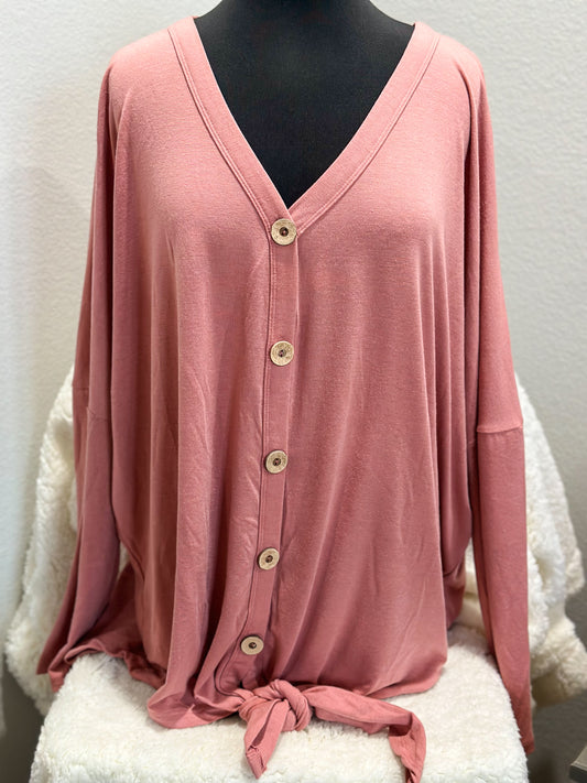 Rose Button Up-Plus Size