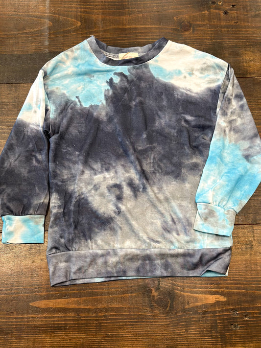 Girls Blue Tie Dye Long Sleeve