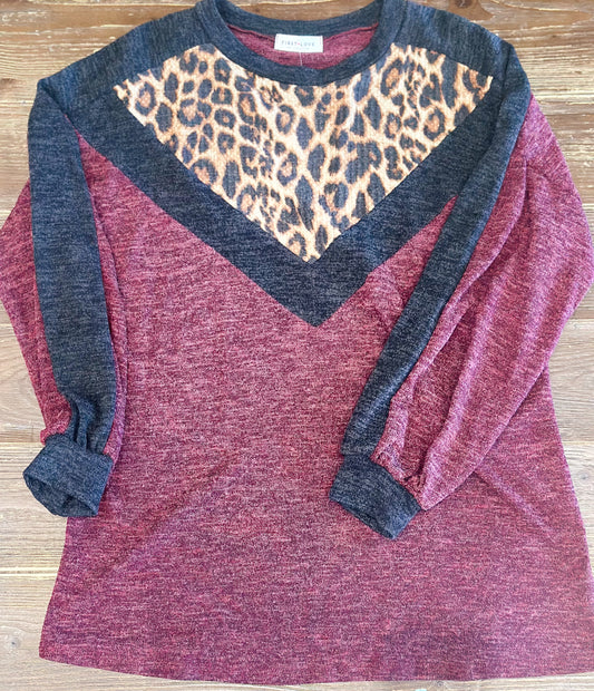 Burgandy Leopard Sweater