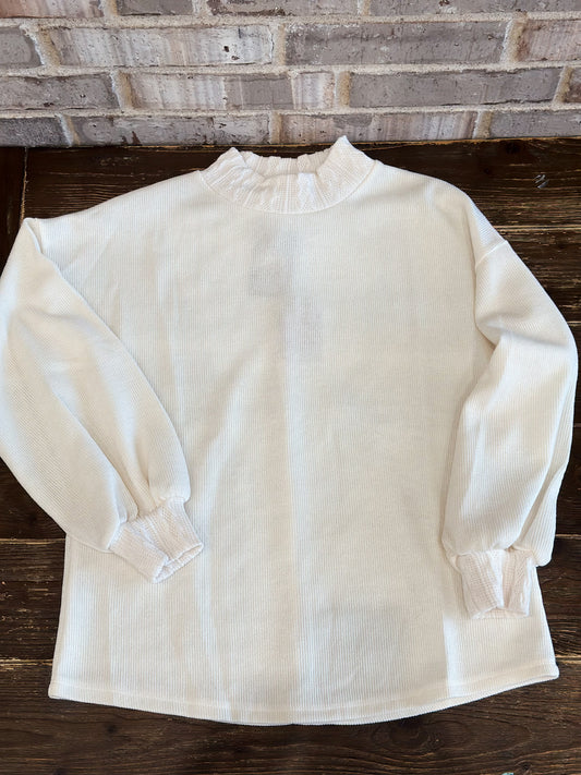 Cream Bubble Sleeve Sweater