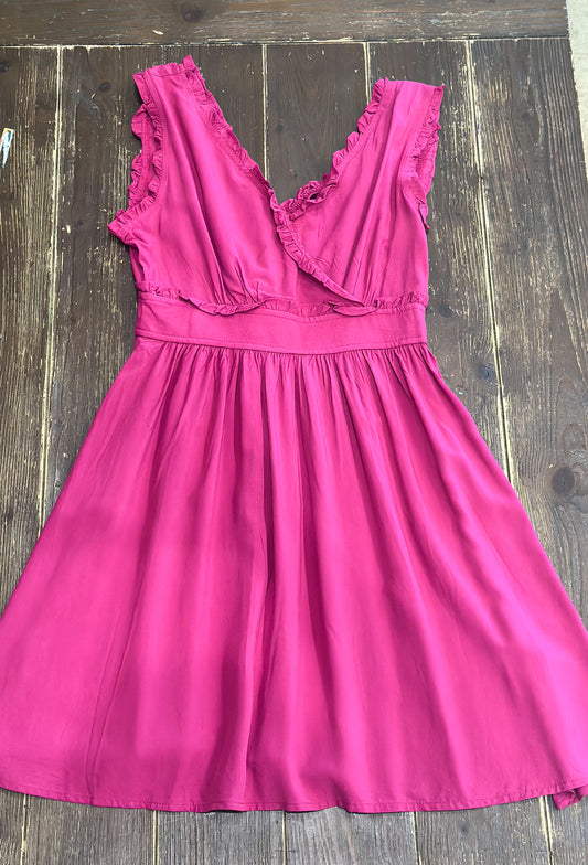 Fuschia Ruffle Sleveless Dress