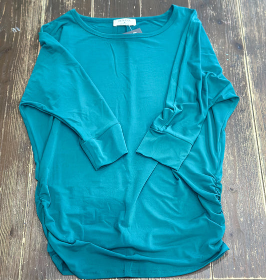 3/4 Sleeve Cinched Emerald Green Blouse