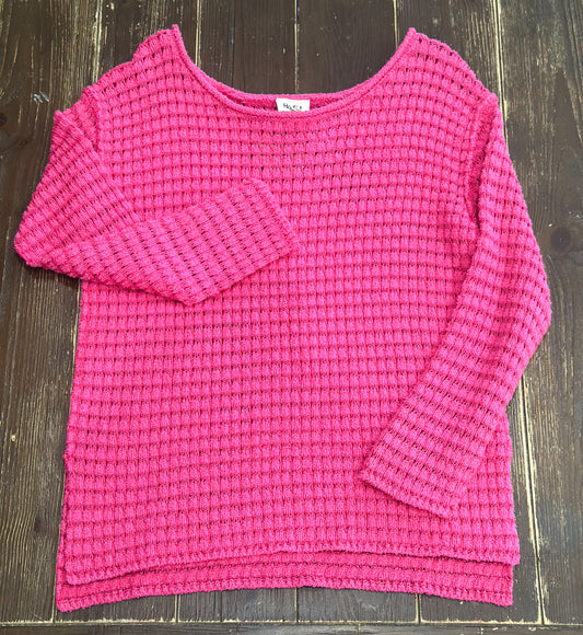 Pink Raw Edge LS Top